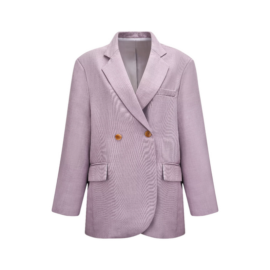 Long Violet Blazer with Tonal Lapels for a Monochromatic Look