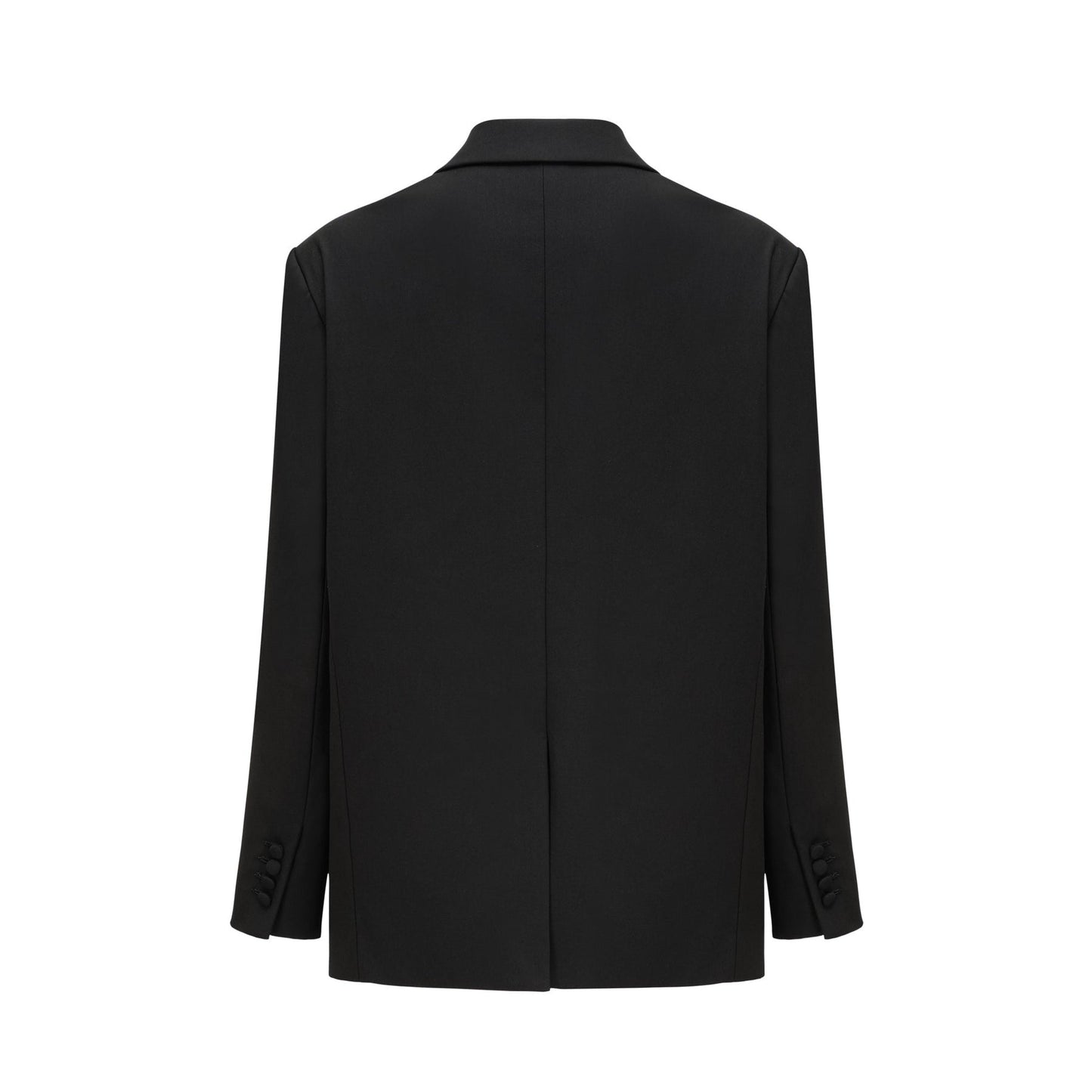 Loose Fitting Black Wool Blazer with Classic Single Breasted Design