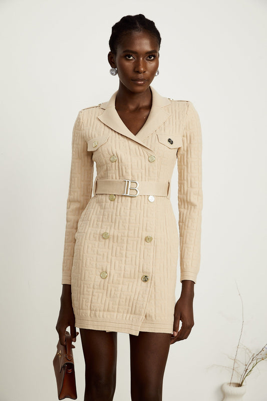 A knitted dress with a monogram jacquard pattern