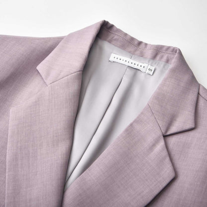 Monochromatic Violet Long Blazer with Matching Lapels