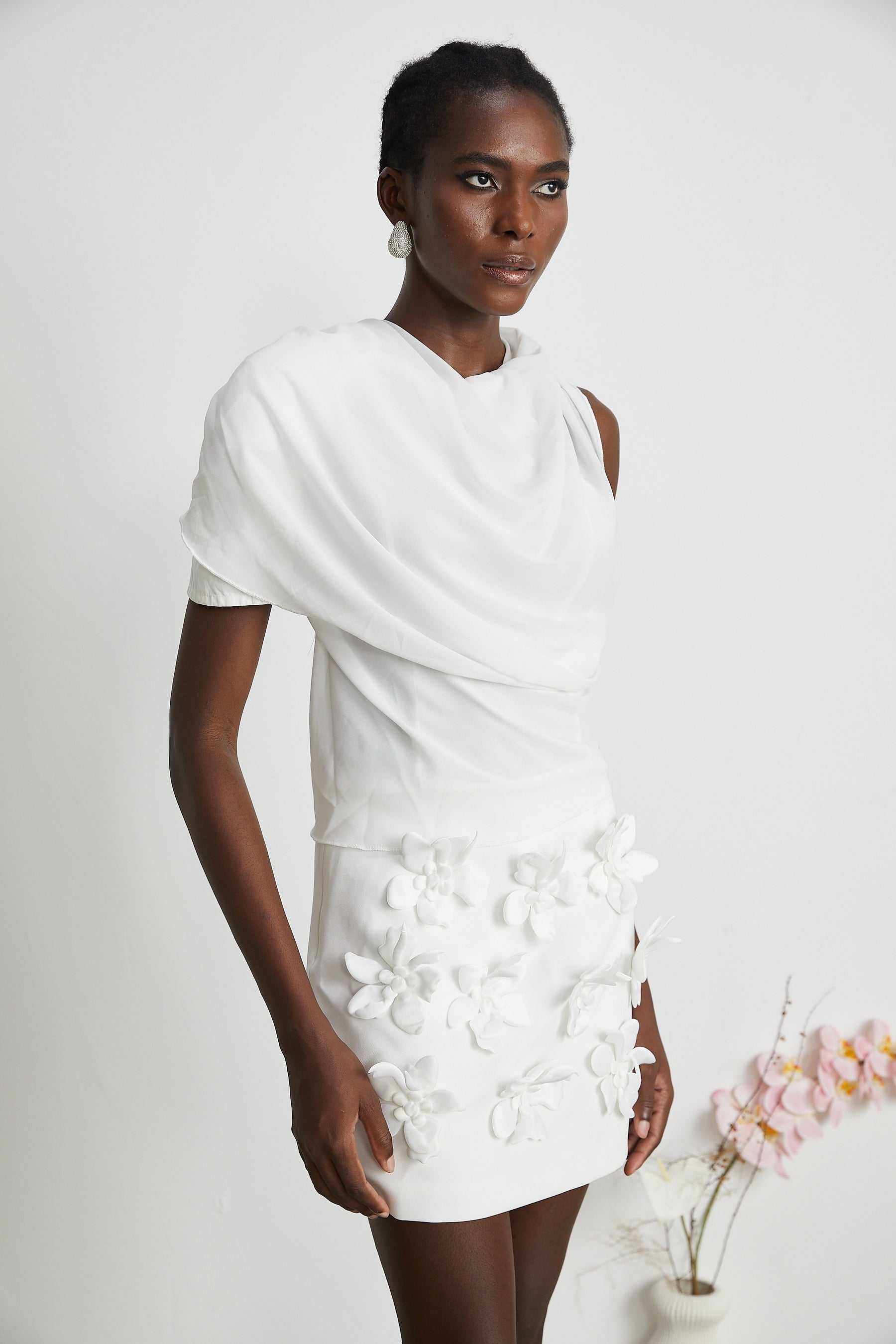 Chiffon Blouse in White Featuring a Flowy Silhouette