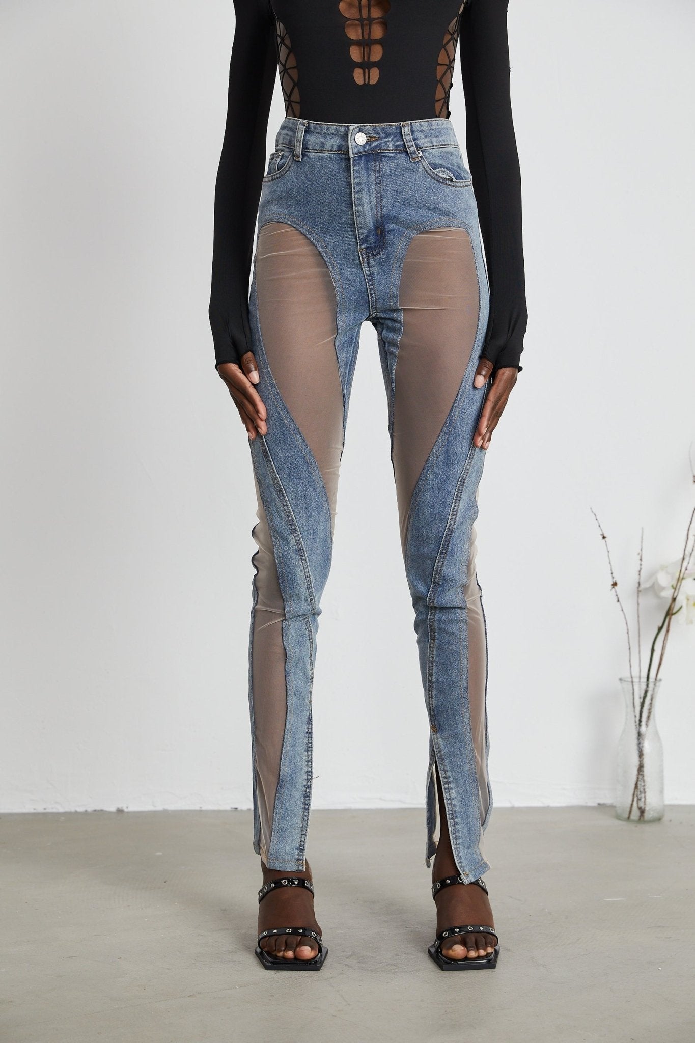 Aélis sheer - panelled jeans - XXS