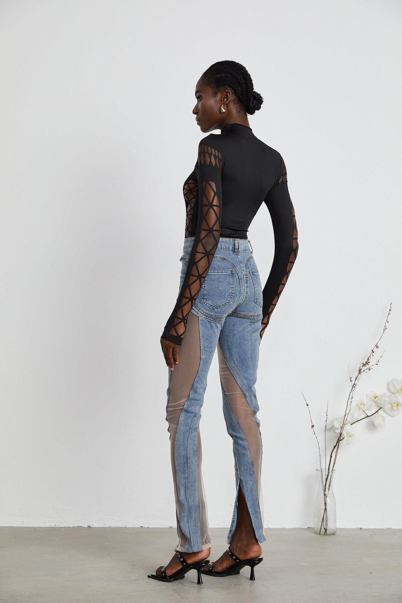 Aélis sheer - panelled jeans - XXS