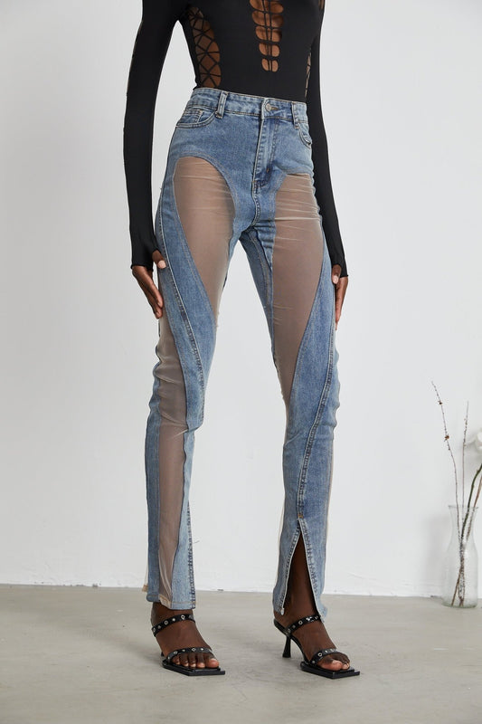 Aélis sheer - panelled jeans - XXS