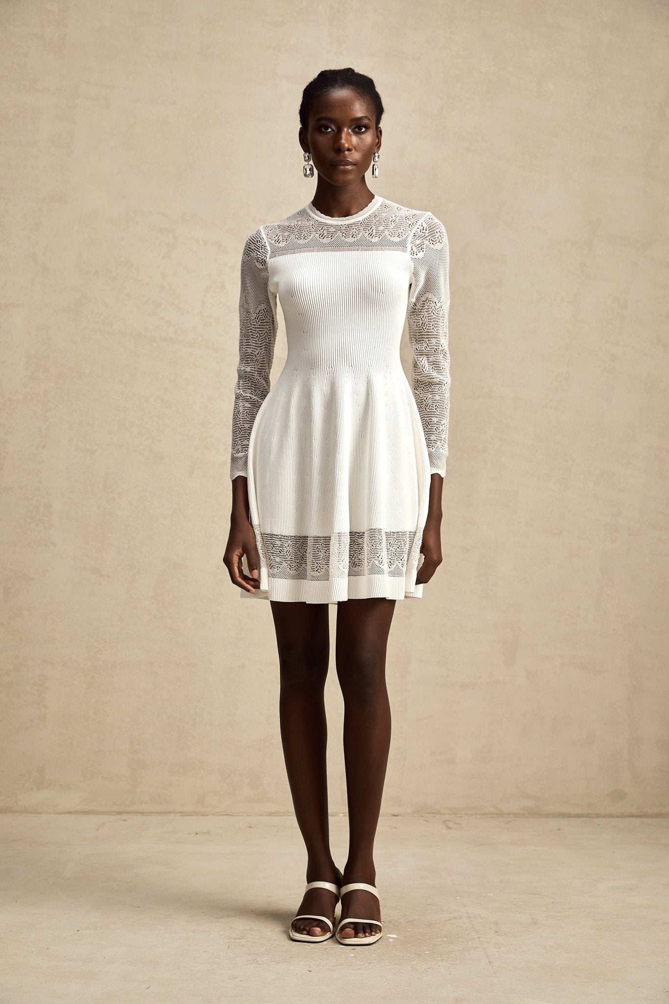 Aida pointelle - panel knitted mini dress - XXS