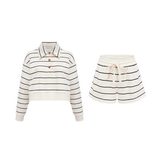 Aida striped shirt & shorts matching set - XXS