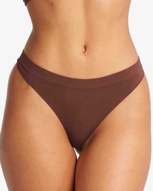 Bamboo seamless thong underwear - Brown