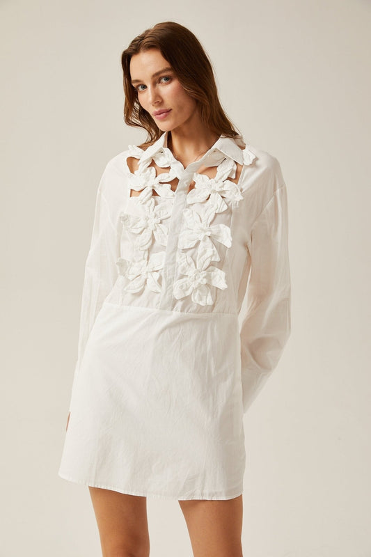 Céleste white faux - flower cut - out mini dress - XXS