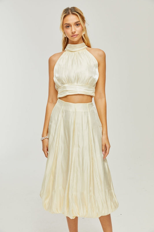 Céline white pleated top & skirt matching set - XXS