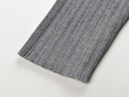 Minimalist Ribbed Knit Top with Knot Detailing - Gray