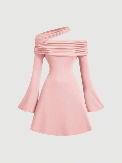 MOD OffTheShoulder Bell Sleeve ALine Pink Dress