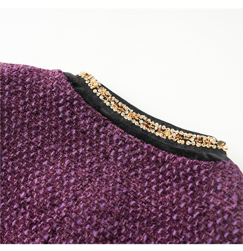 Royal Elegance Tweed Jacket – Chic & Unique - Purple