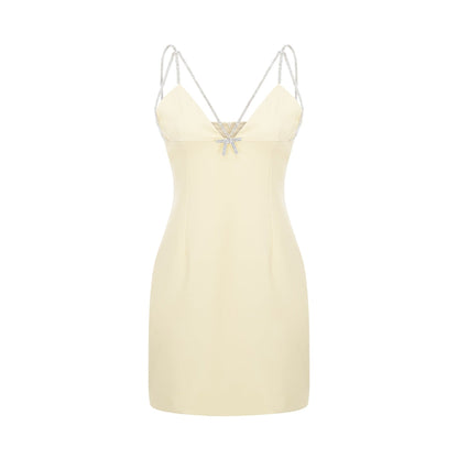 Yellow mini dress with short sleeves and a fitted silhouette named Corinne